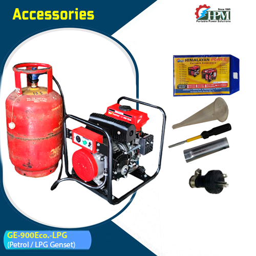 800 VA LPG Generator, Model GE-900ECO-LPG, Petrol & LPG run, Recoil Start